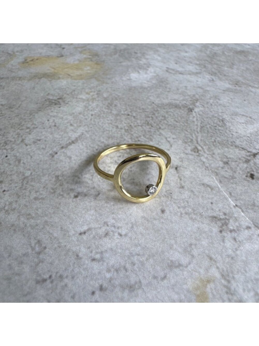 Gold Plated 925 Silver Dainty Circle Ring with Gemstone Size 7 Boho MInimalist